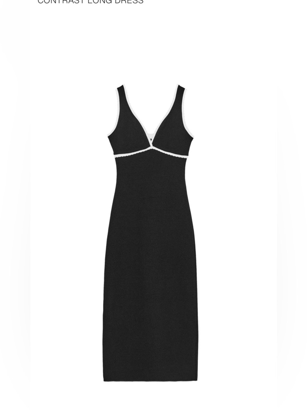 Zara Black Maxi Dress with White Trim